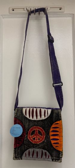 Boho Patchwork Crossbody Bag in Purple and Multicolor