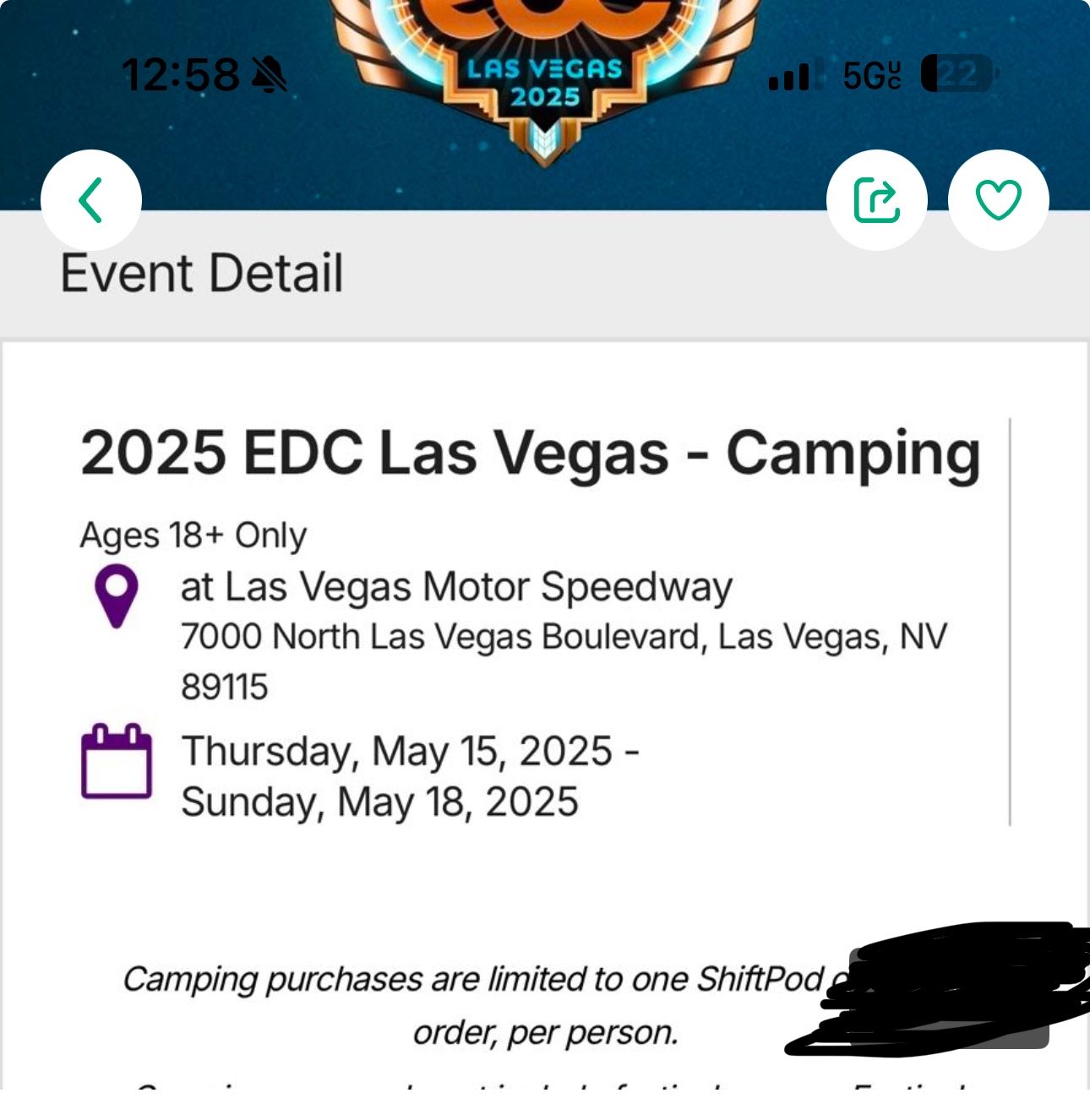 EDC 2025 RV CAMP Pass only