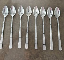 SET 8 SPOONS! Vintage STANLEY ROBERTS stainless: BELLWOOD pattern: LOVELY