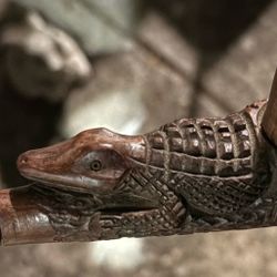 Hand Carved Alligator In Birch wood Made In Italy