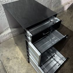 Black Metal Office Storage Cabinet With Sliding Drawers 