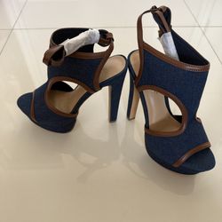 Brand New 6” Sky-High Denim Platform Heels – Y2K IT-Girl Stilettos 💙 | ShoeDazzle | Size 6.5