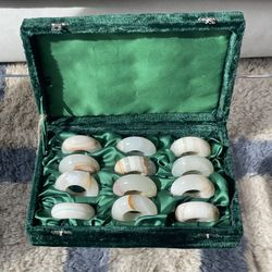 Vintage Mid-Century Onyx Napkin Ring Set