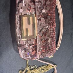 Fendi Baguette Mini Pink Sequin And Leather