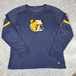 Ralph Lauren Polo 'Bulldog' Crewneck Rugby Varsity Shirt Size XLarge Blue