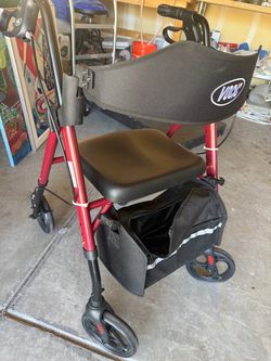 Vive Rollator Walker with Seat – Red – Excellent Condition
