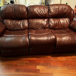 Brown 3 Seater Leather Couch