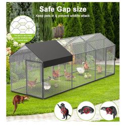 Metal Chicken Coop Run for 8-12 Chickens 118"x40"x40"