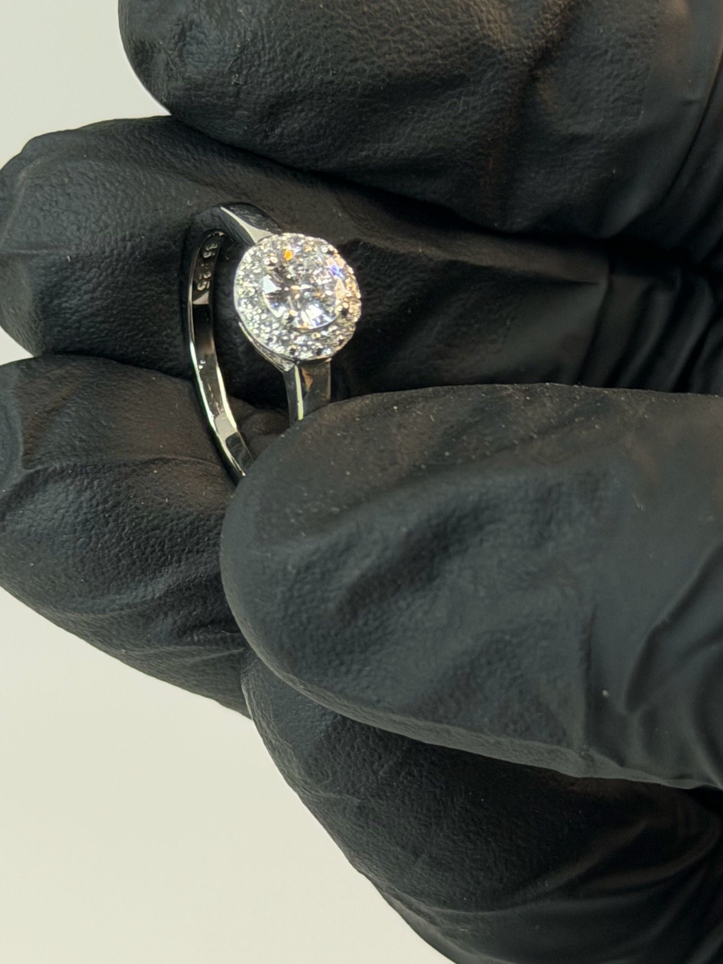 925 Sterling Silver Round Brilliant Cut with Halo Promise Ring, Size 5, CZ Stone.