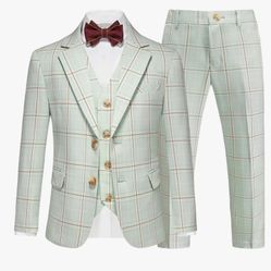 Mint Green Plaid 3-Piece Suit