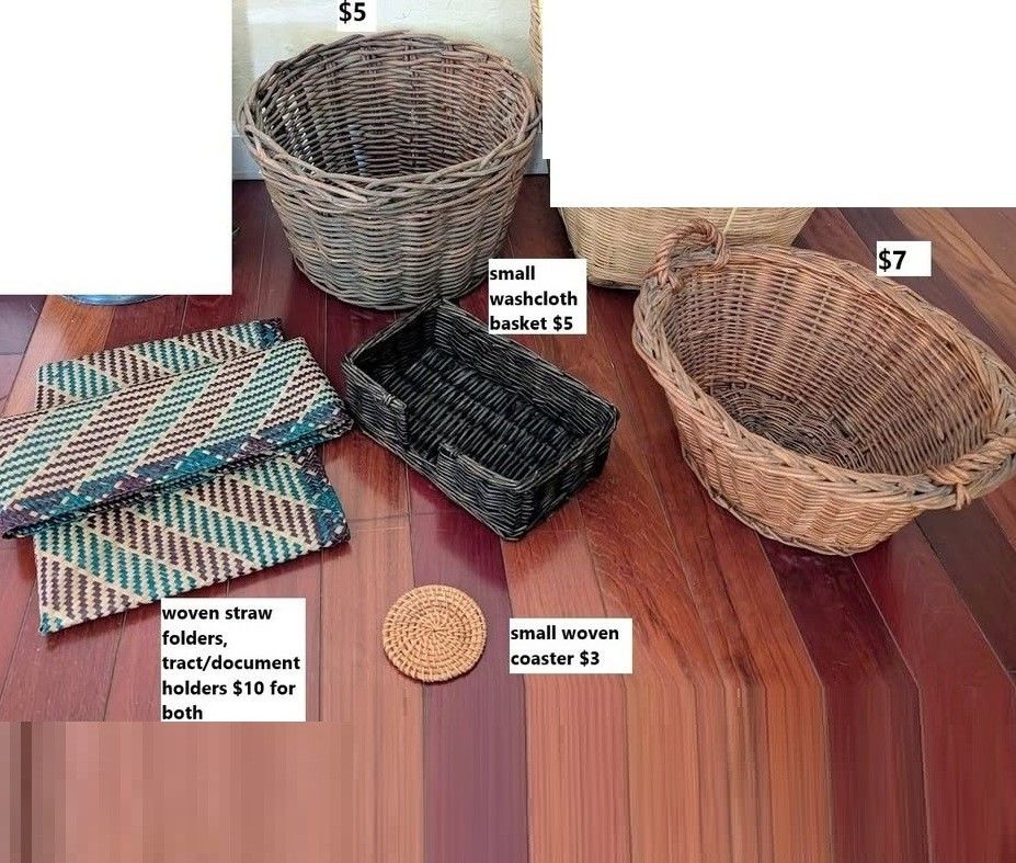 $5-$10 wicker rattan bin, small hamper, large bread gift towel flower fruit basket, straw drink coaster
