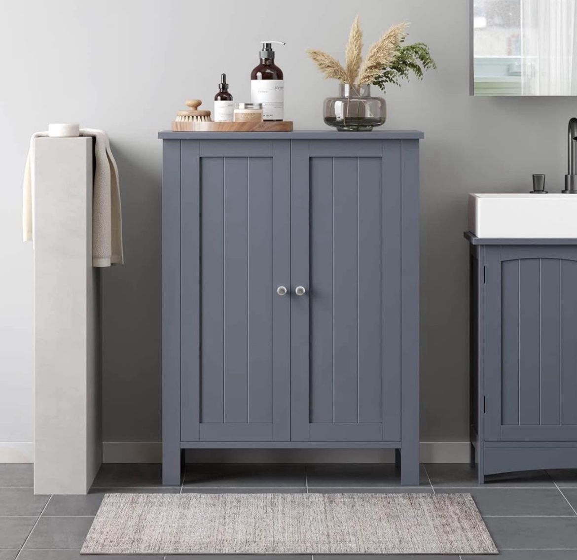 Bathroom Floor Storage Cabinet, Freestanding Bathroom Storage Unit with 2 Adjustable Shelves, 11.8 x 23.6 x 31.5 Inches, Slate Gray UBCB60