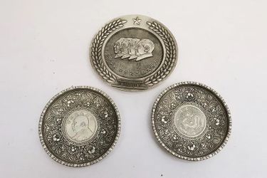 3 Vintage Chinese Bronze Plates