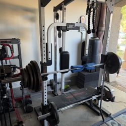 Smith Machine Gym Set W Plates And Barbells 