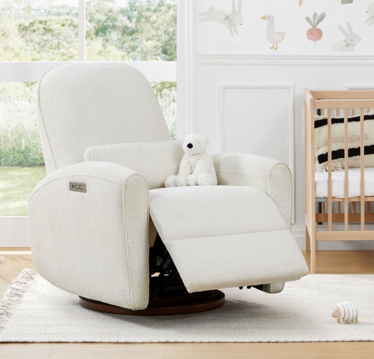 Boucle Swivel Glider Recliner Nursery Chair