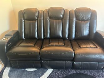 Ashley Power Reclining Sofa- Black-Like New