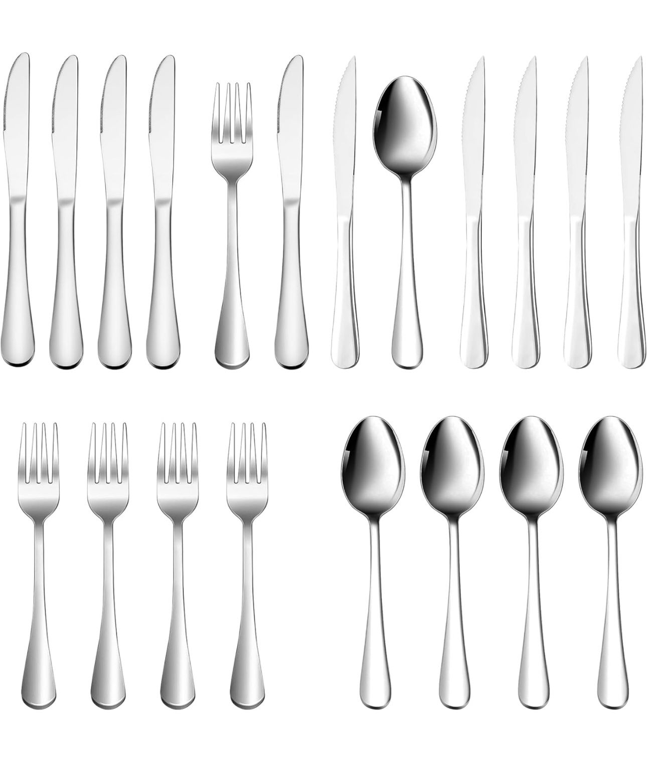 BRAND NEW Silverware Set 16-Piece for 4 with Knives Fork Spone