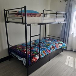Twin Over Twin Bunk Bed Sturdy Frame W Mattress Included 