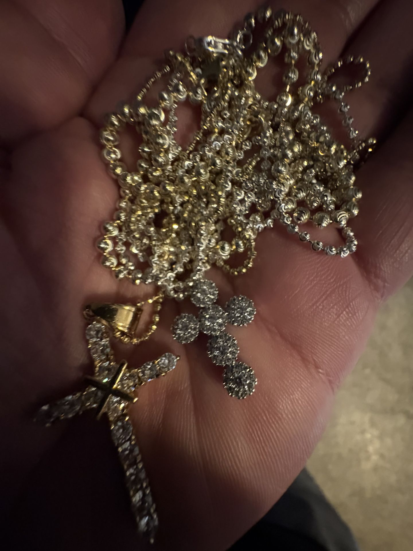 So I Have Gold Plated 925 100% Silver Diamond Cut Beads Necklaces 24inches