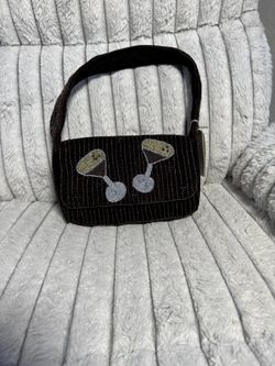 New Brown Beaded Martini Glass Handbag 