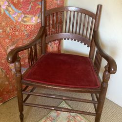 Antique Chair With Red Velvet Seat