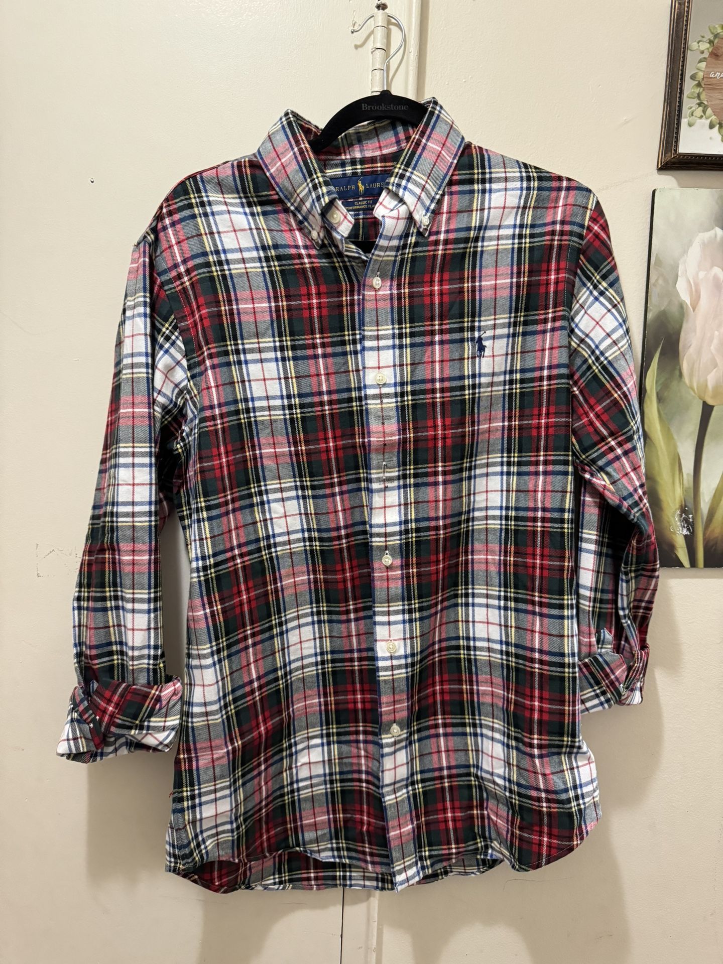 Ralph Lauren Men's Classic Fit Flannel Button Down Shirt M