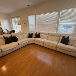 Natuzzi Power Reclining White Leather Sectional