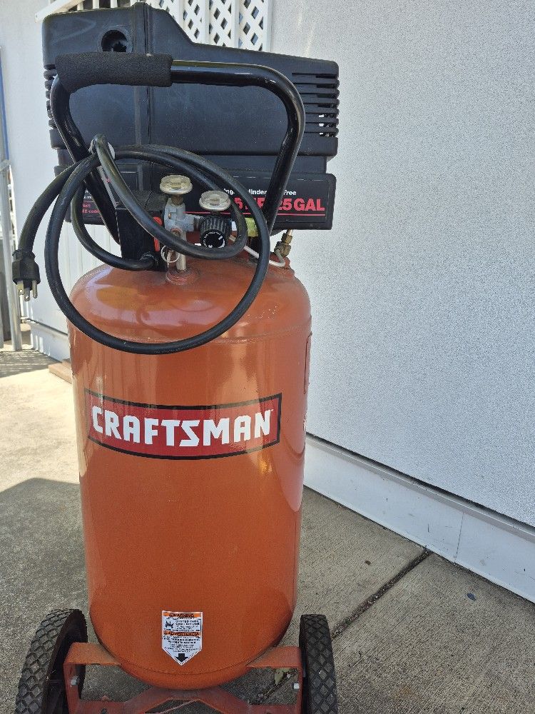 Craftmans 25 gal/5.5 HP. Single cylinder , 130 PSI Max.