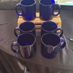 Vintage cobalt blue mugs from Libby