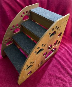 Wooden Paw Print Pet Stairs Steps 14” x 16” x 12” Puppy Dog Kitty Cat NEW!