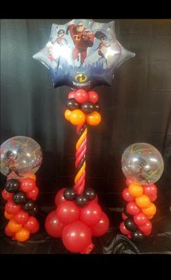 Incredibles balloon towers decor