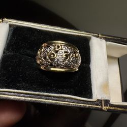 Beautiful 😍 !! Gold Electroplated + Diamond 925 Sterling Silver Ring 