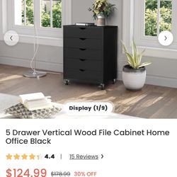 Brand New 5 Drawer Vertical Cabinet Home Office (black )