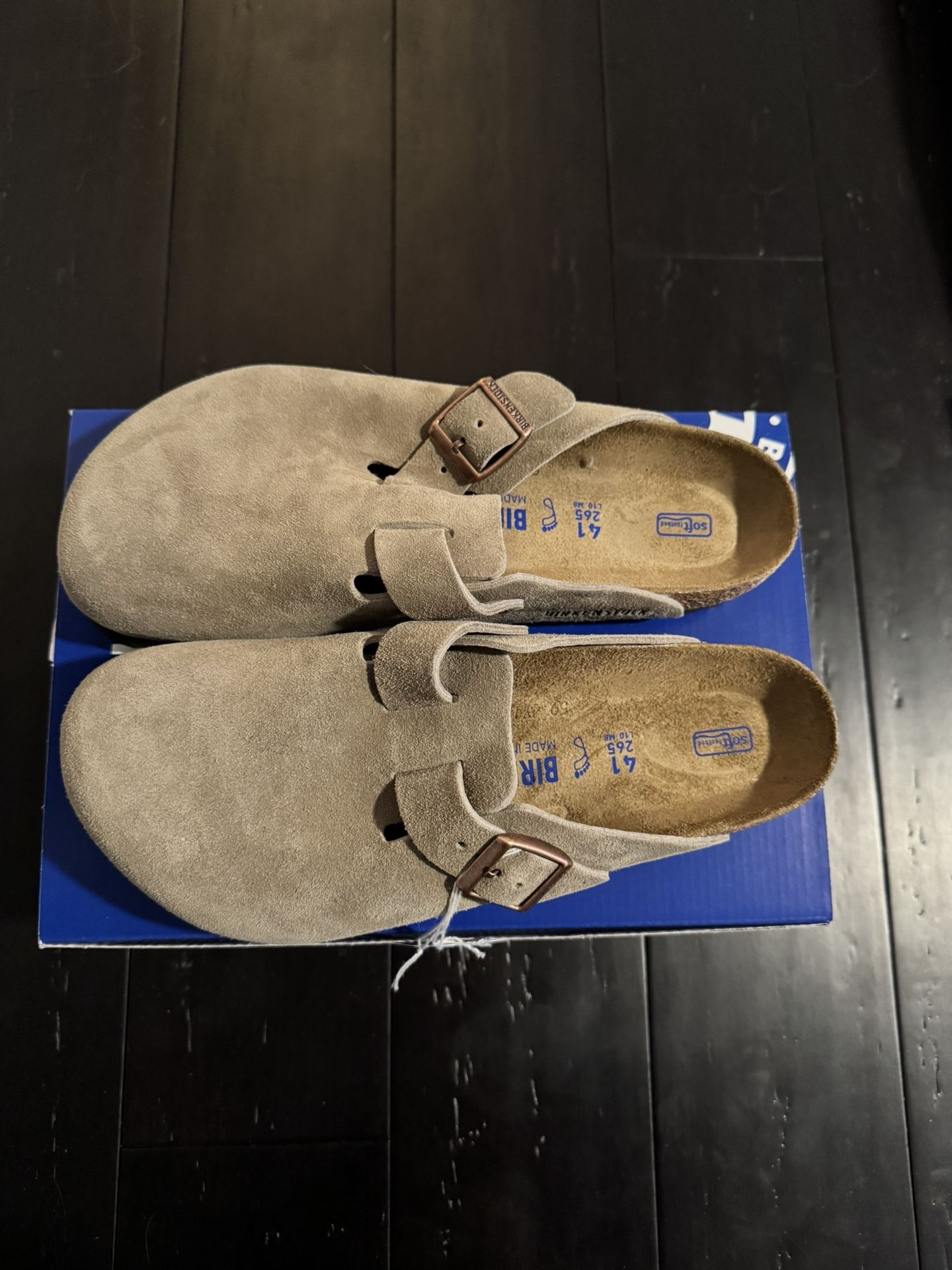 Birkenstocks Suede Clogs, Natural Cork, Women’s 10 Mens 8