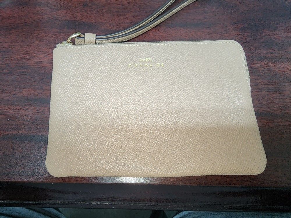 Coach® Wristlet In Beige, Brand New And Authentic