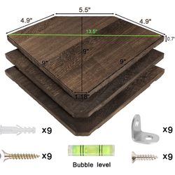 Joiishom Corner Wall Shelf Set of 3, Floating Corner Shelves for Wall, Rustic Wood Wall Storage Display Shelves for Living Room Bedroom Bathroom Kitch