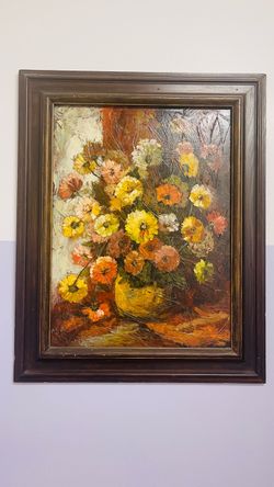 Framed Floral Still Life Oil Painting