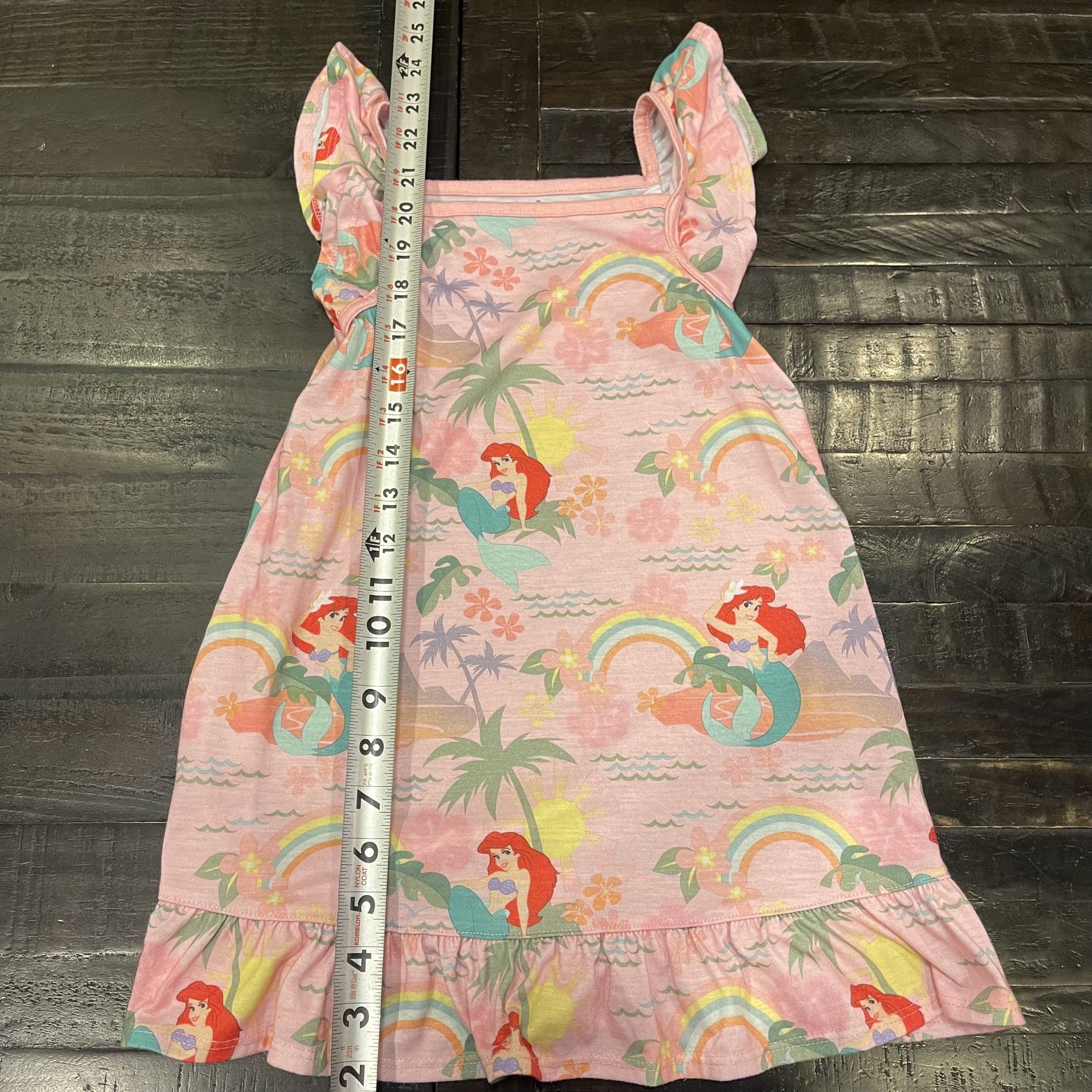 Disney The Little Mermaid Ariel Aop Pajama Dress Kids Size 4 EUC
