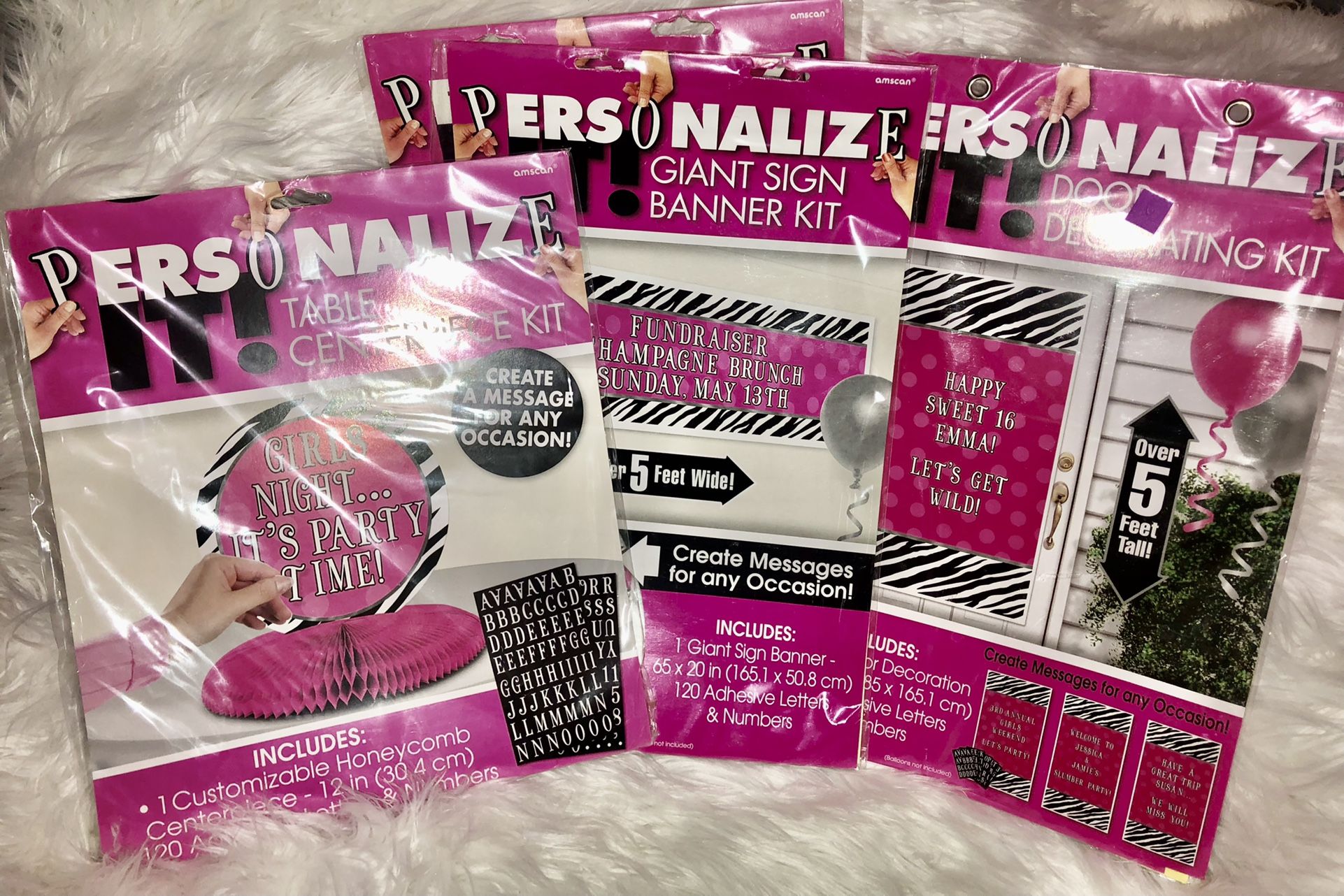 PARTY DECORATION BUNDLE HOT PINK AND BLACK ZEBRA