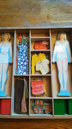 1940s-50s mellisa an Doug magnetic dress up wood dolls