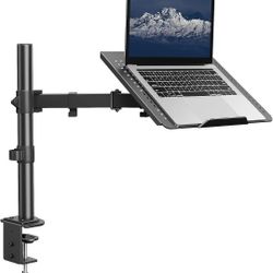 HUANUO Laptop Desk Mount - 17' to 32' Monitor Arm, Ventilated Tray, Fully Adjustable with Tilt, Swivel & Rotation, Holds up to 22 lbs