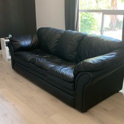 Free Black Leather Sleeper Sofa And Small White Entertainment Center