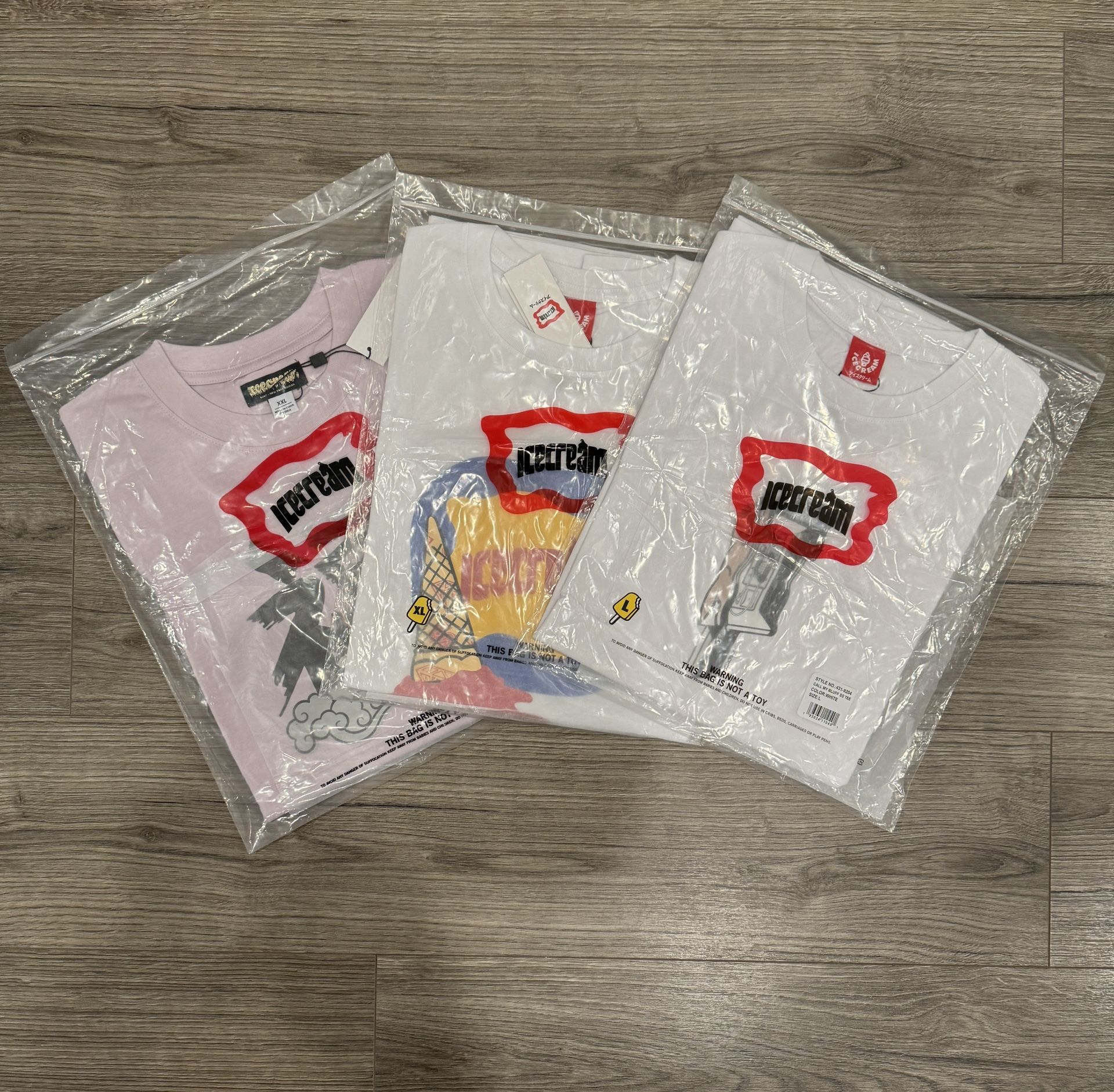 Multiple brand new never taken out Ice Cream Tees
