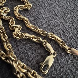 14K Solid Gold Chain 24" + Cross Pendant | 3.2mm | Heavy 31gr, Unique | Fullerton