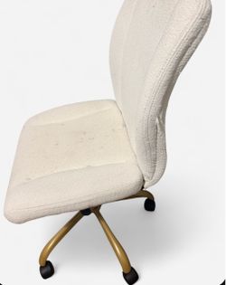 White Boucle Office Chair with Gold Base