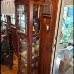 MUST GO!! Lovely, tall, wood and glass curio display cabinet