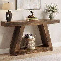 NY250/HL0291 Farmhouse Console Table, 55" Sofa Table with Storage
