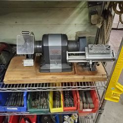 Vintage Craftsman bench grinder with heavy duty mechanical sharpening guide