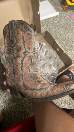 Brown and orange stitched