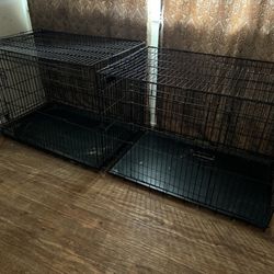 Set Of 2 Animal Crates pet Kennel Folding Portable 